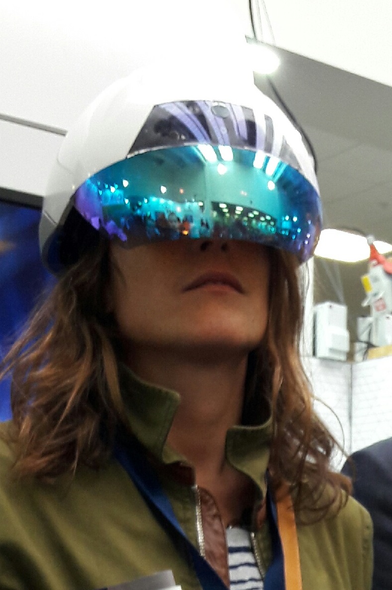 Holly Stockbridge, Product Development Manager, ENGIE UK, testing out a Virtual Reality solution for the services indsutry