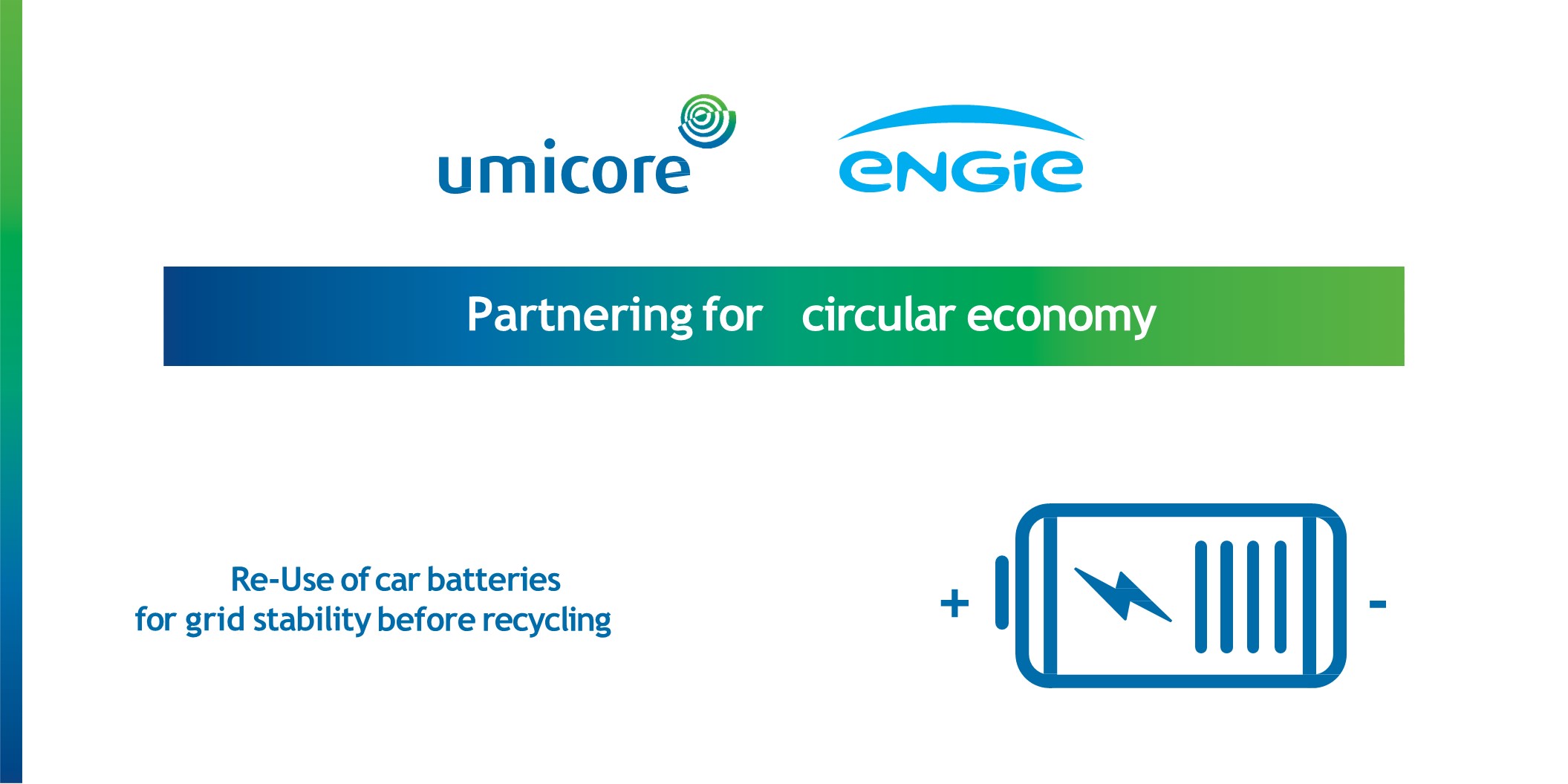 Energy storage with second life batteries by ENGIE and Umicore